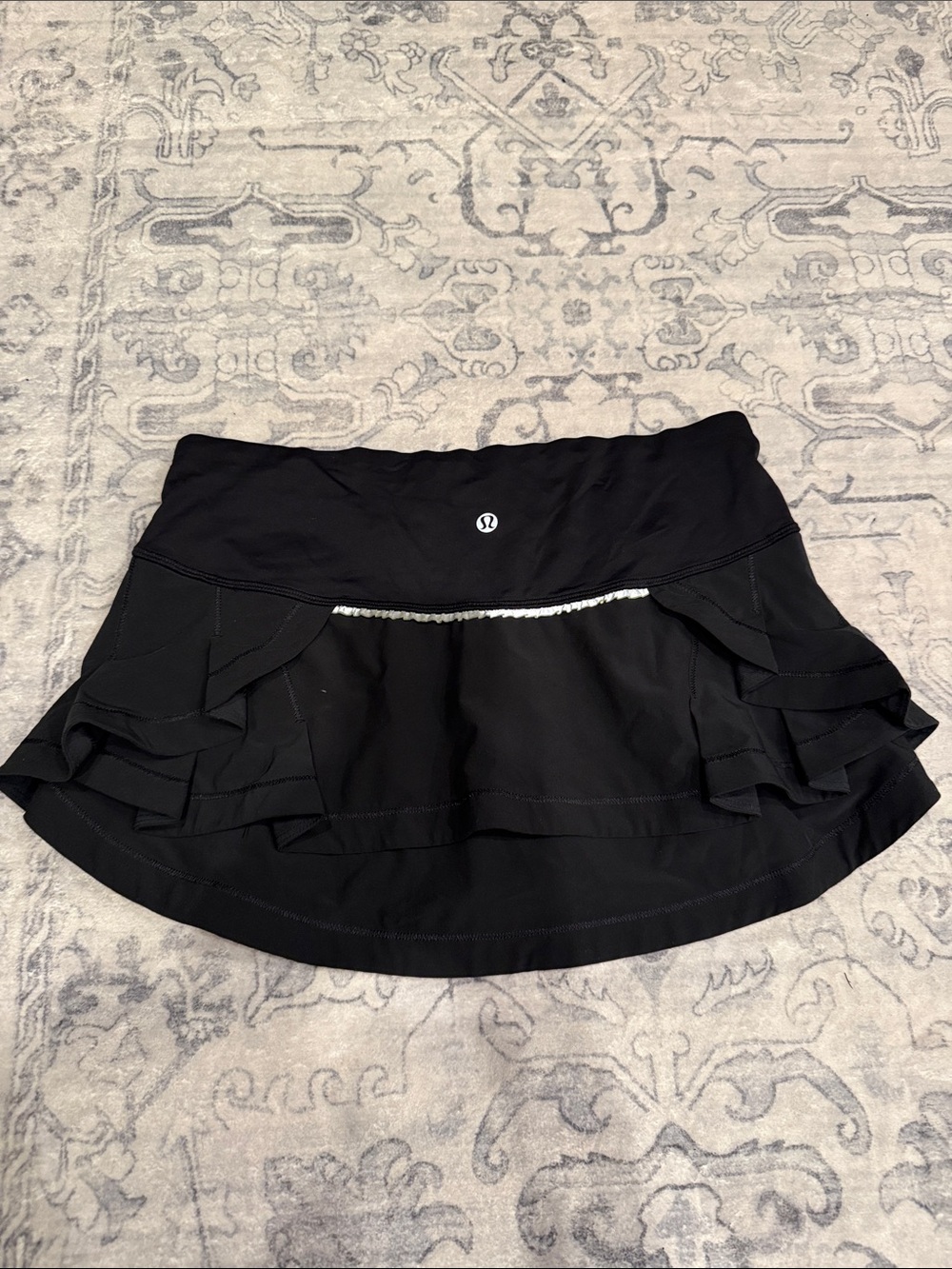 lululemon athletica Black Ruffled Skater Skirt with Reflective Trim